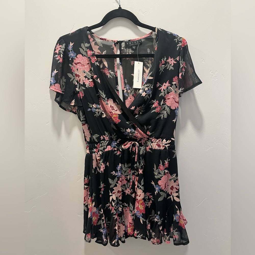 FRANCESSCAS FLORAL BLACK ROMPER